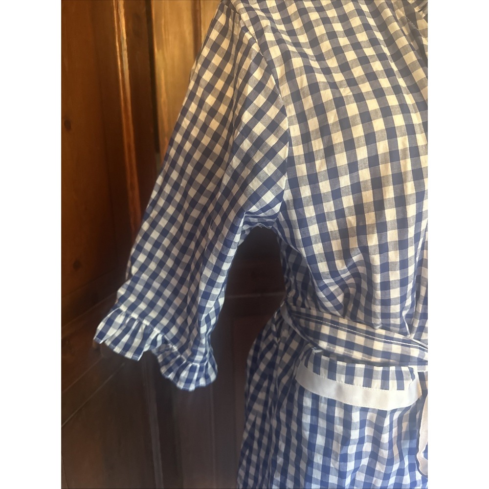 Womens Mainstreet Collection Gingham Ruffle Robe Size M/L Knee Length COTTON EUC - Picture 4 of 8